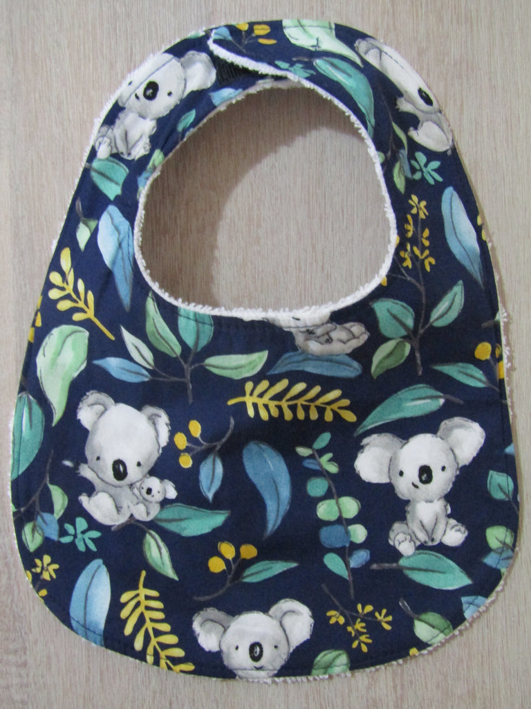 Flat baby bib-Australian koalas,blue