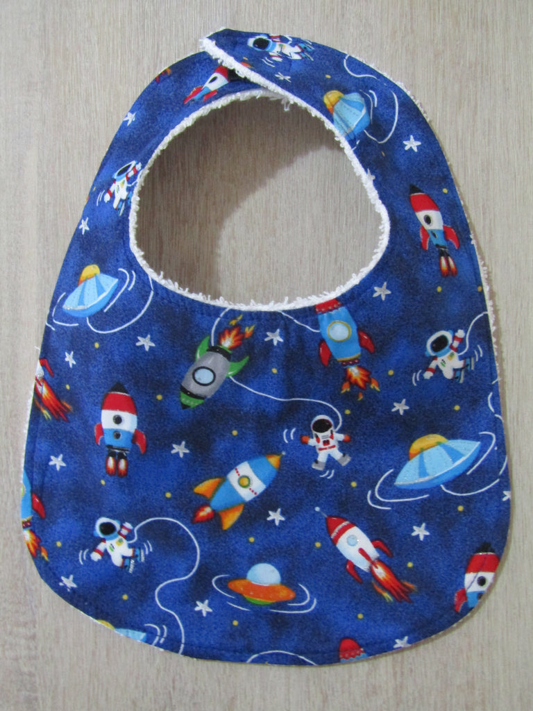 Flat baby bib-Spaceships & astronauts