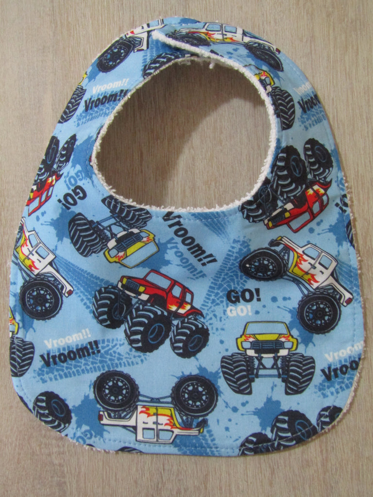 Flat baby bib-Monster trucks