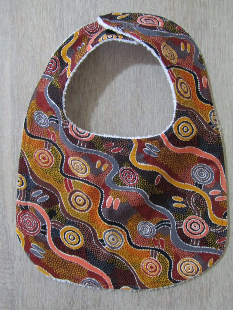 Flat baby bib-Australian indigenous,desert tracks