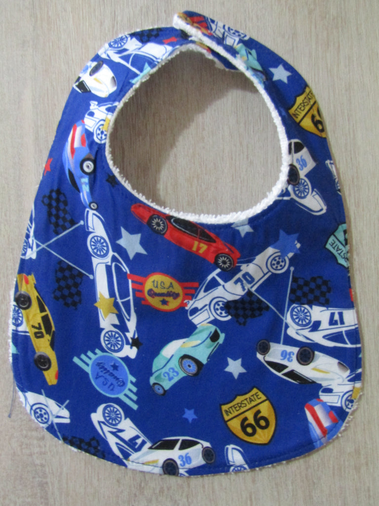 Flat baby bib-Racing cars