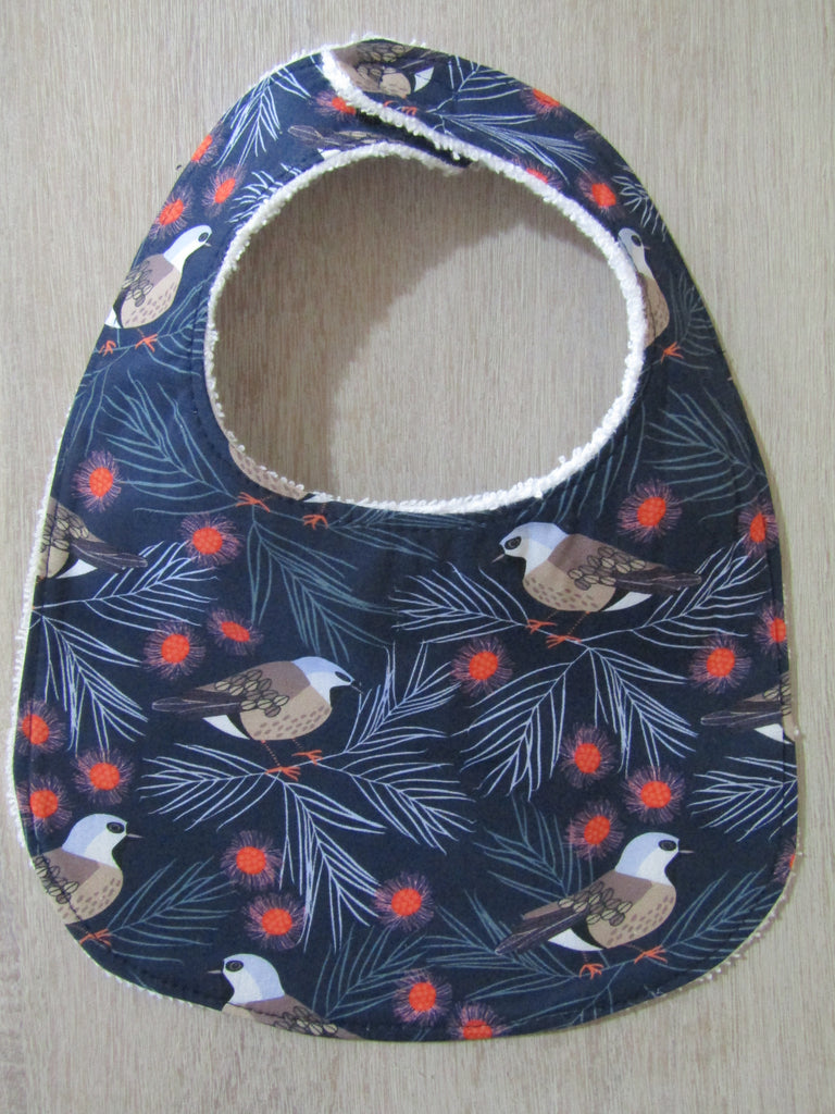 Flat baby bib-Australian finch birds