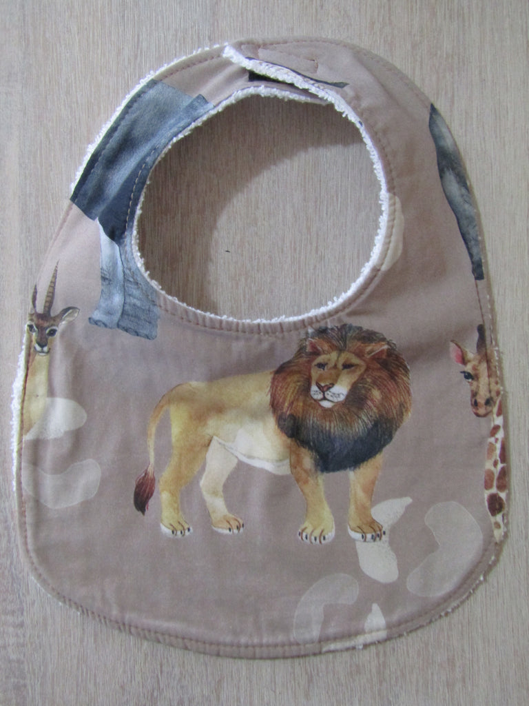 Flat baby bib-Safari animals