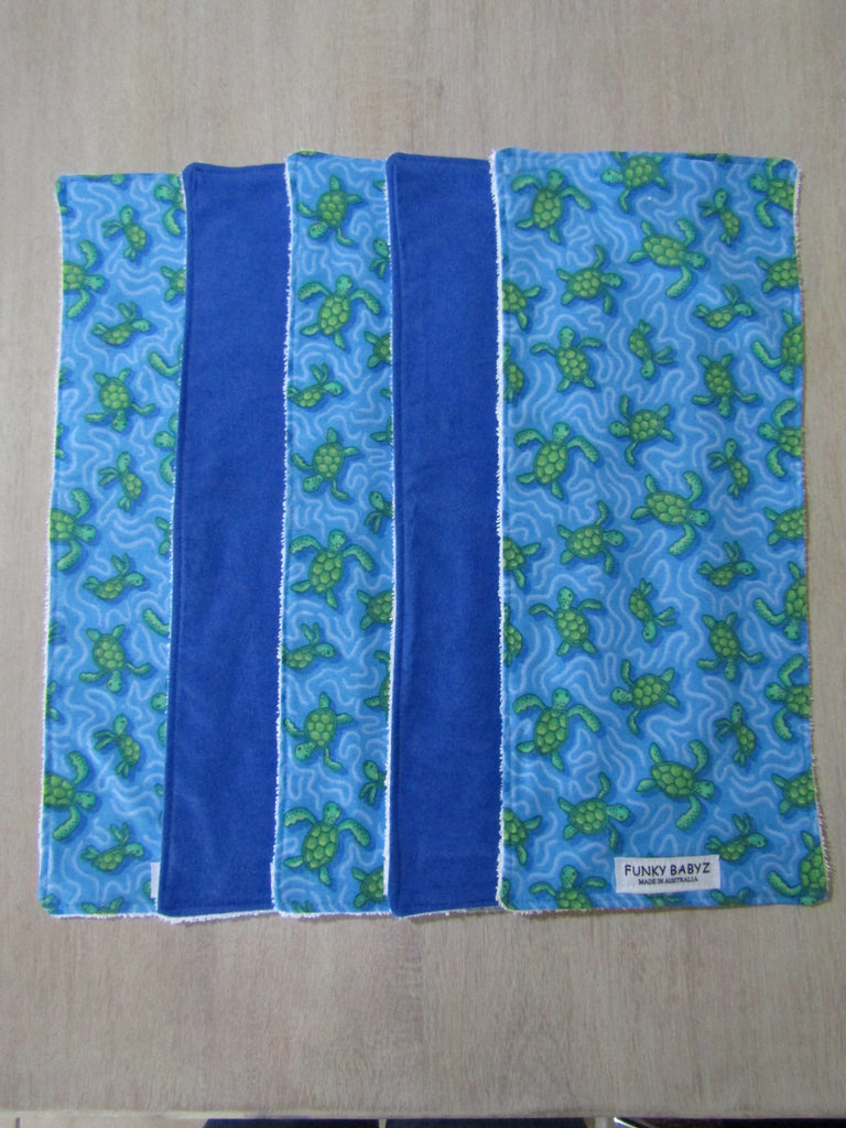 Burp cloth pack of 5-Penny turtles