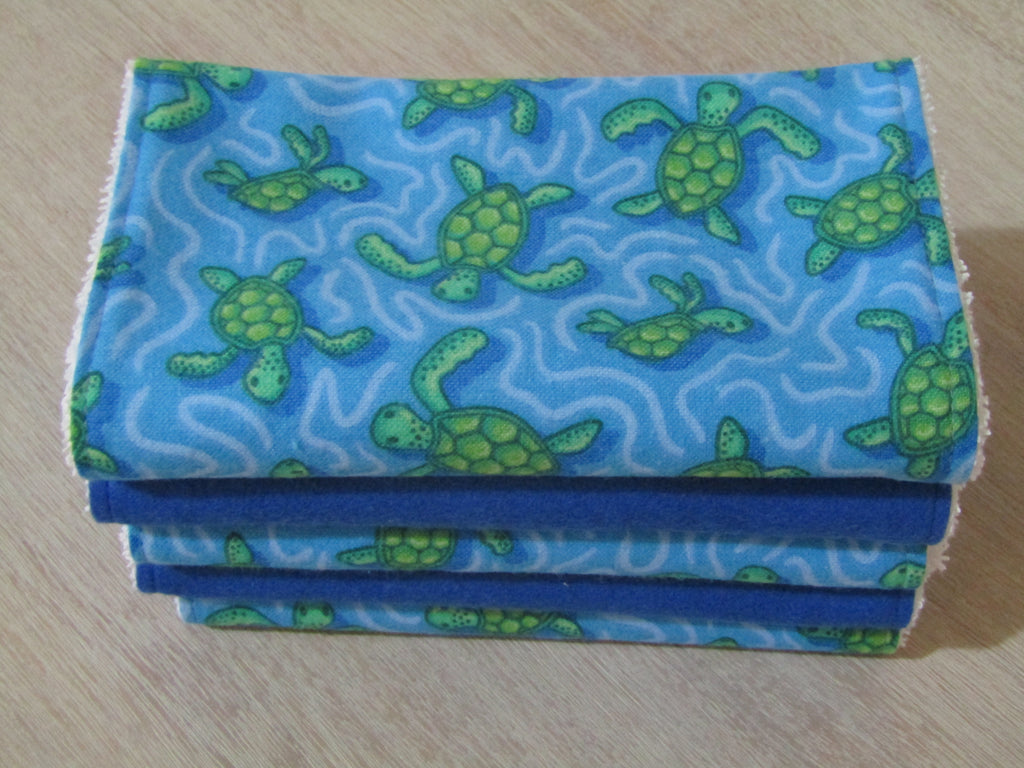 Burp cloth pack of 5-Penny turtles