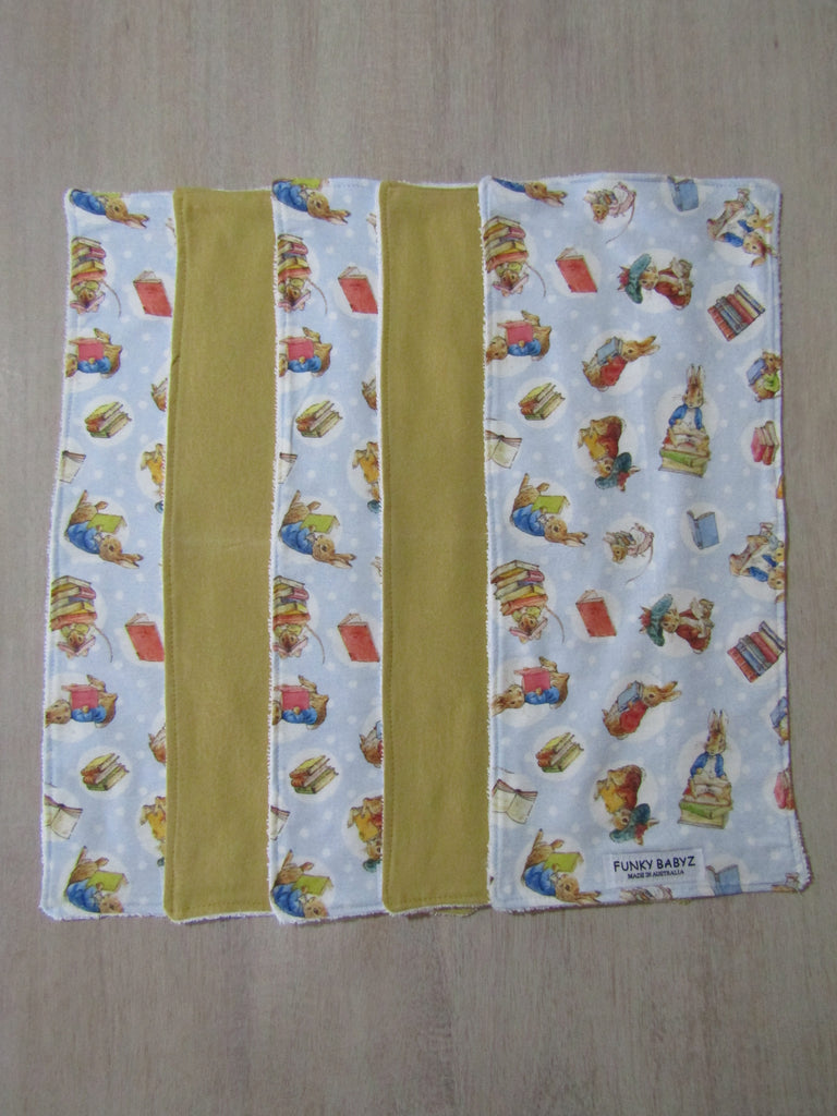 Burp cloth pack of 5-Reading rabbit