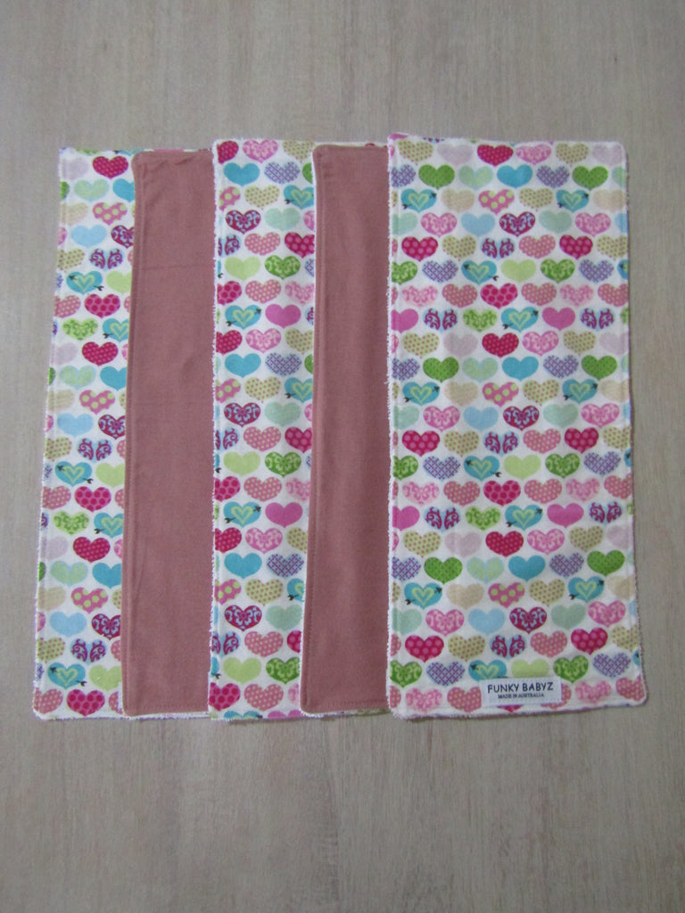 Burp cloth pack of 5-Love you,love hearts