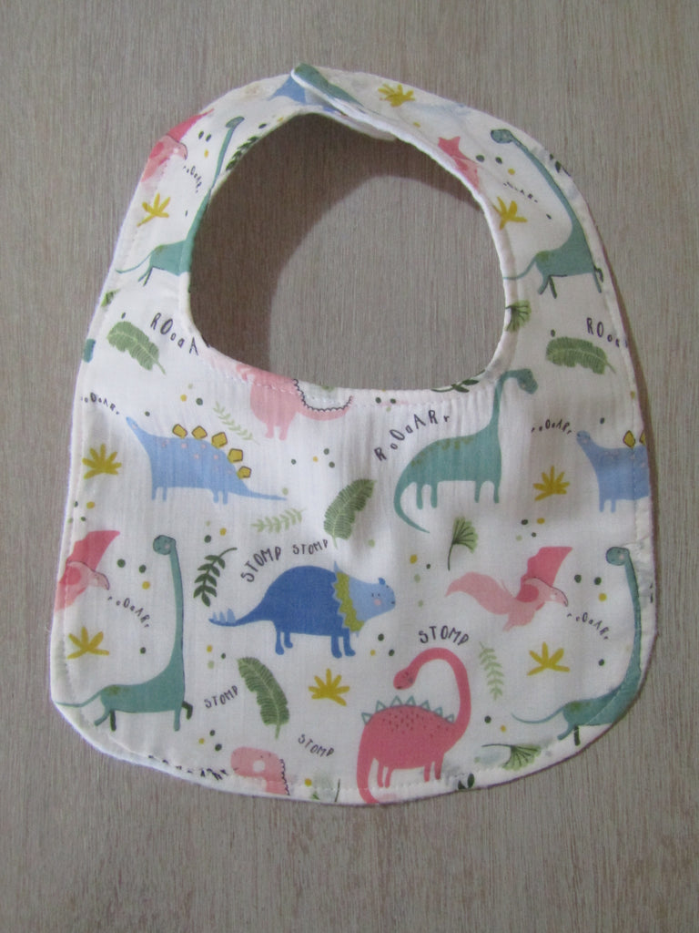 Flat baby bib,muslin-dinosaurs