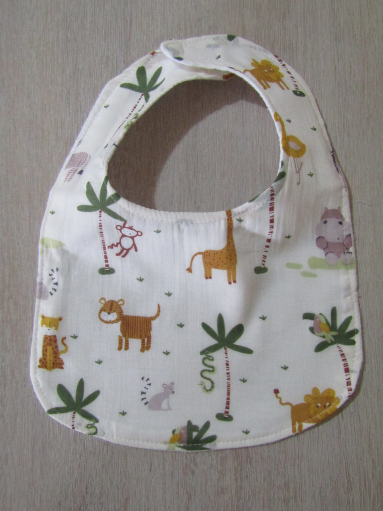 Flat baby bib,muslin-Jungle animals