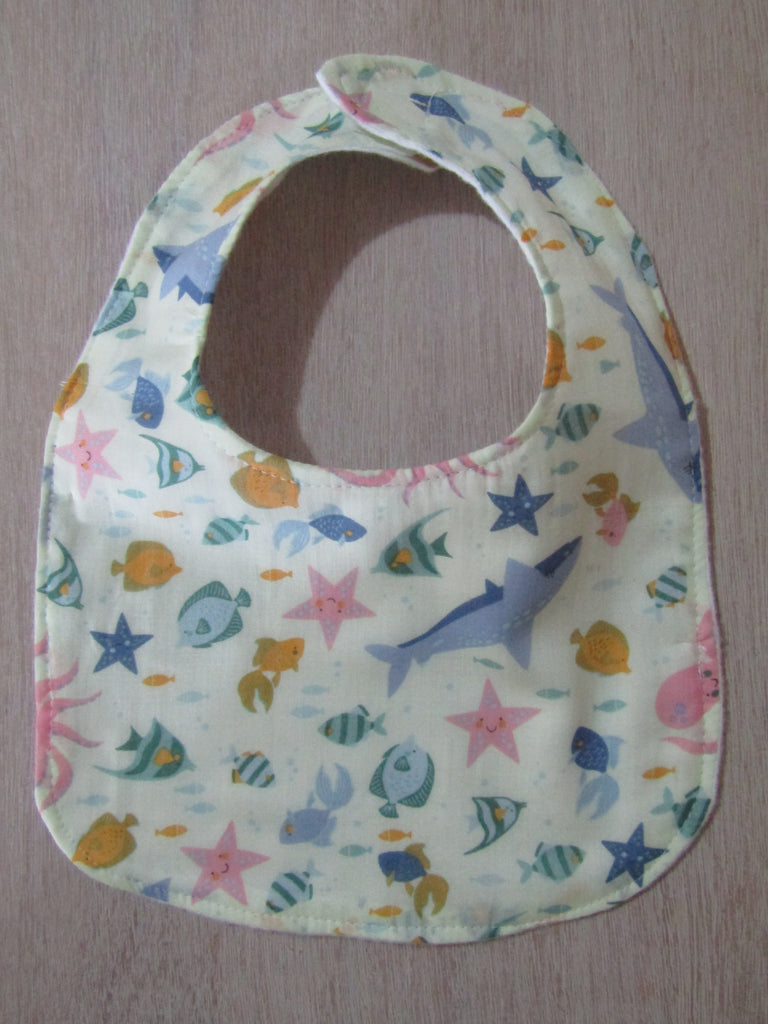 Flat baby bib,muslin-sea animals