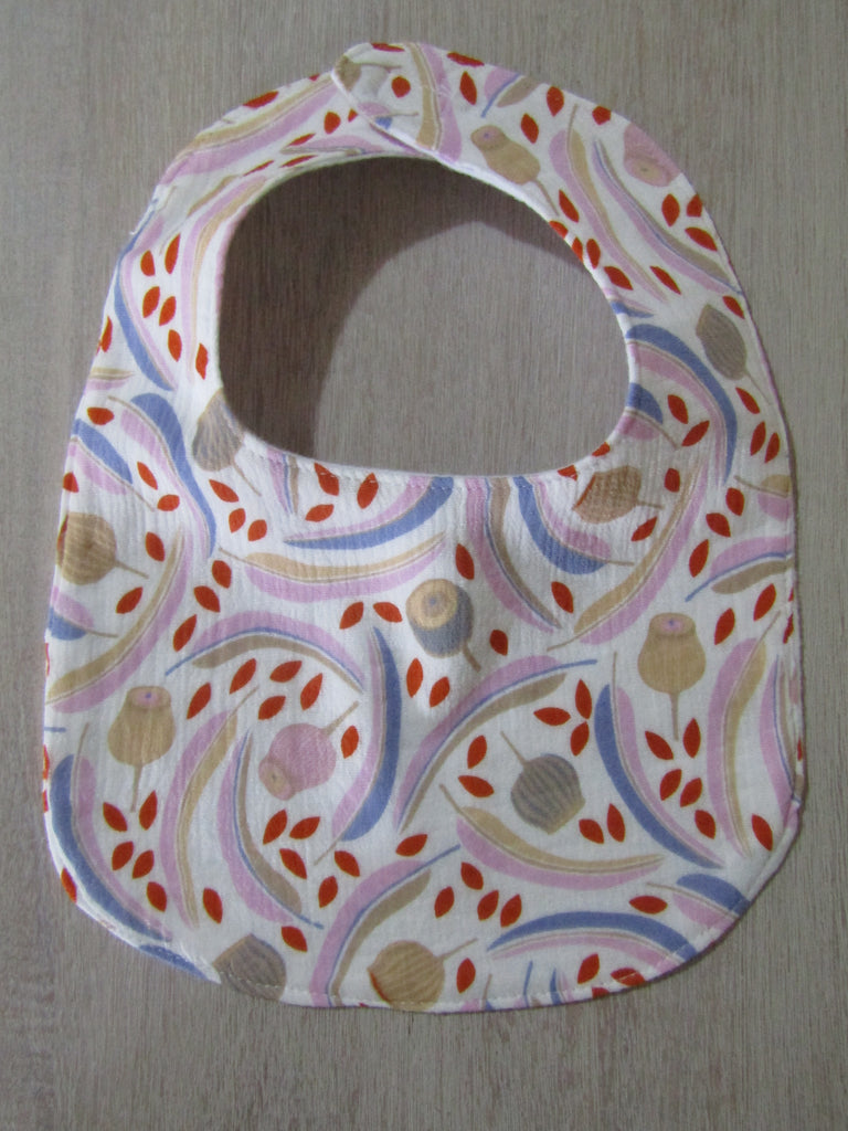 Flat baby bib,muslin-Australian gumnuts