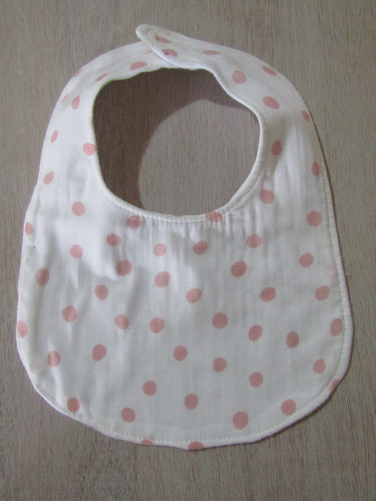 Flat baby bib,muslin-Pink polkadot