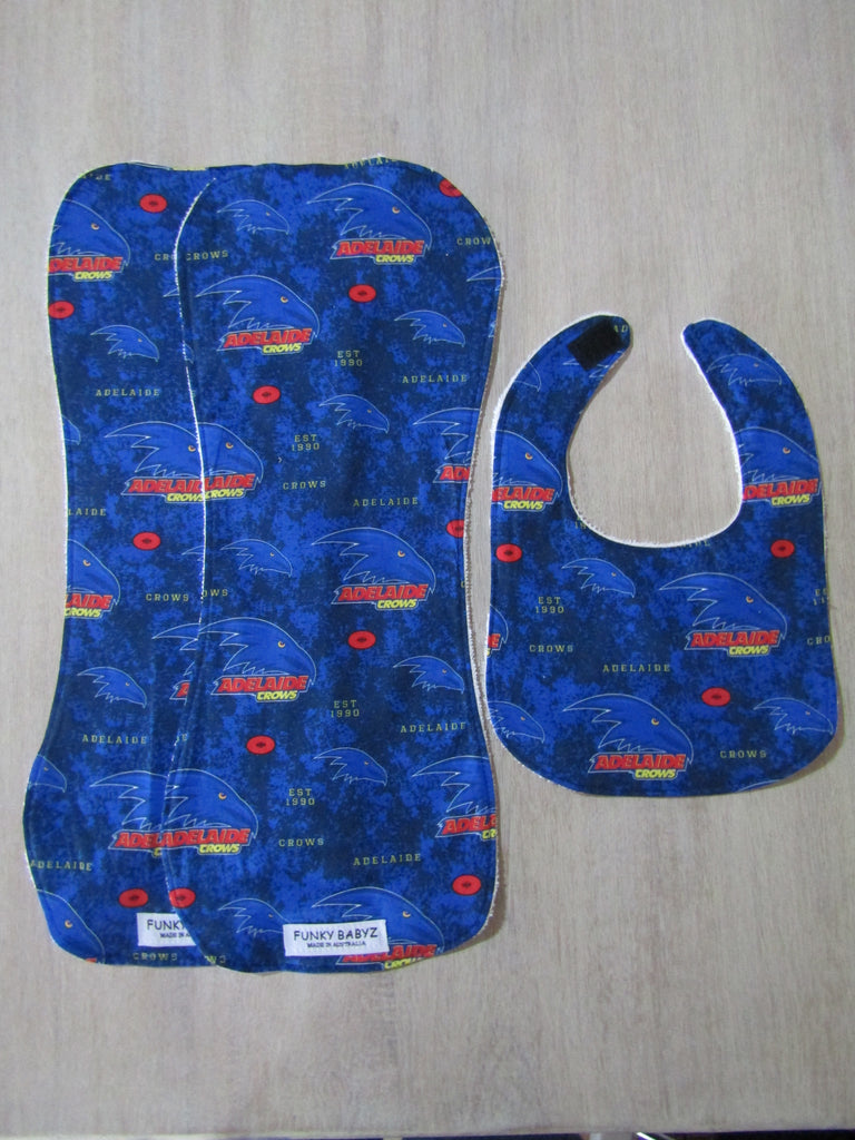 Burp cloth,bib pack-AFL Adelaide crows