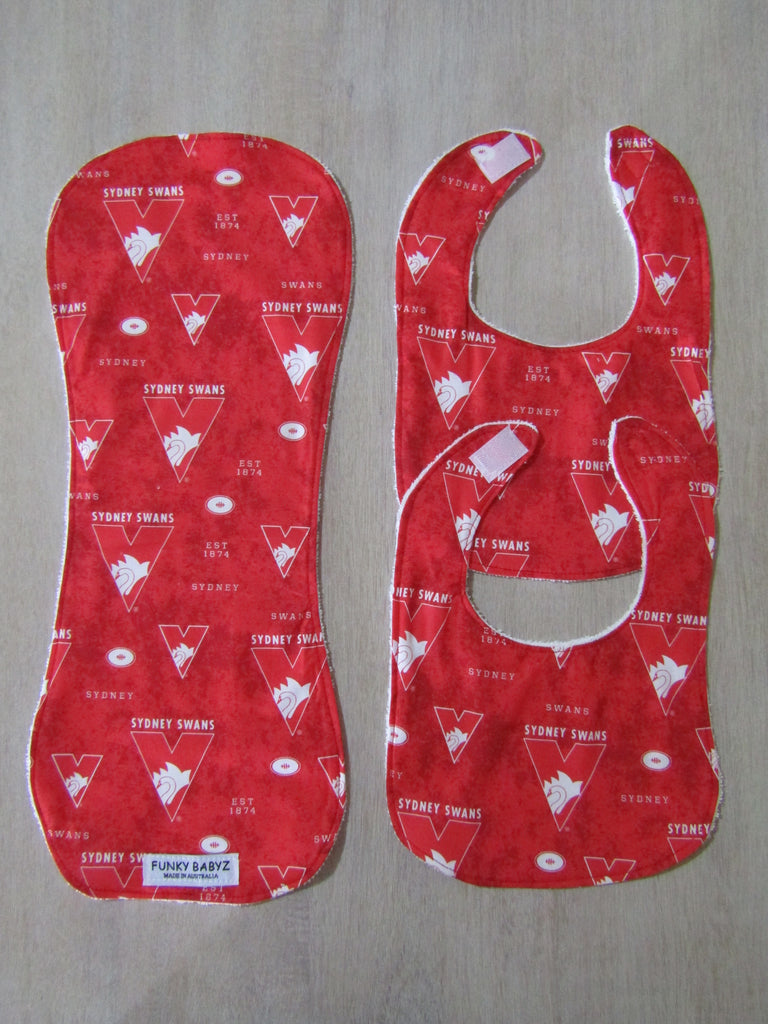 Burp cloth,bib pack-AFL Sydney swans