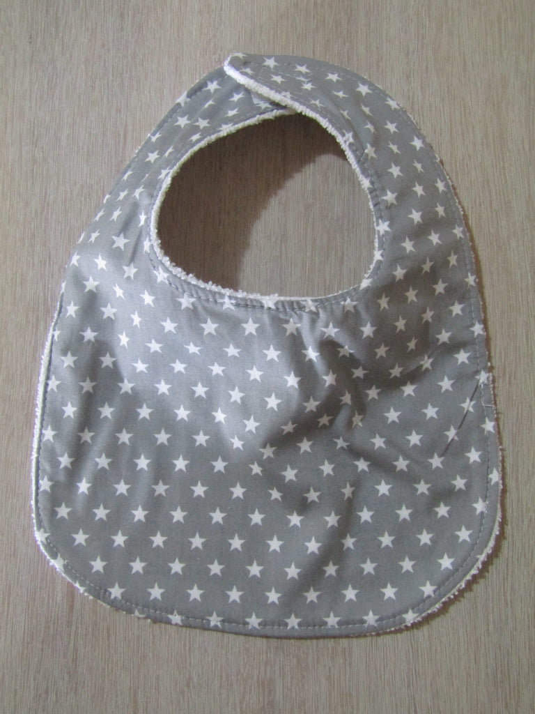 Flat baby bib-Stars,grey