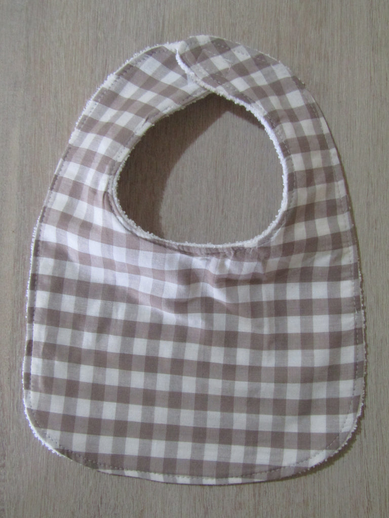 Flat baby bib-Chocolate gingham