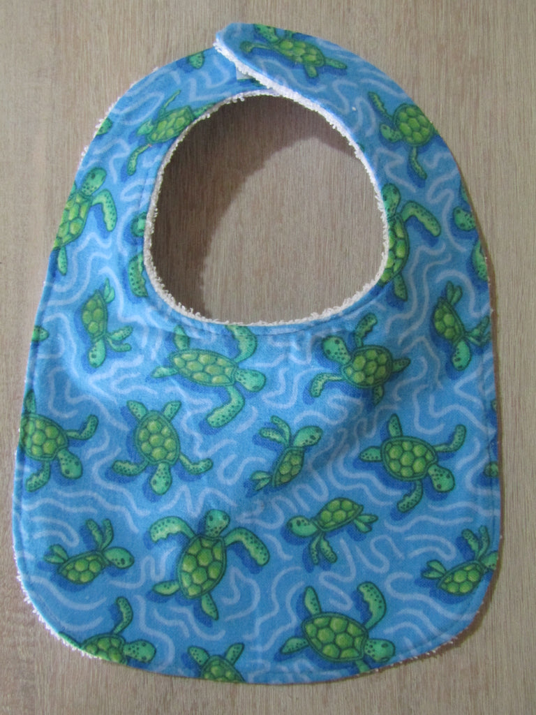 Flat baby bib-Penny turtles