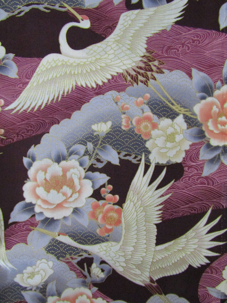 Pram/stroller seat liner-Japanese cranes,purple