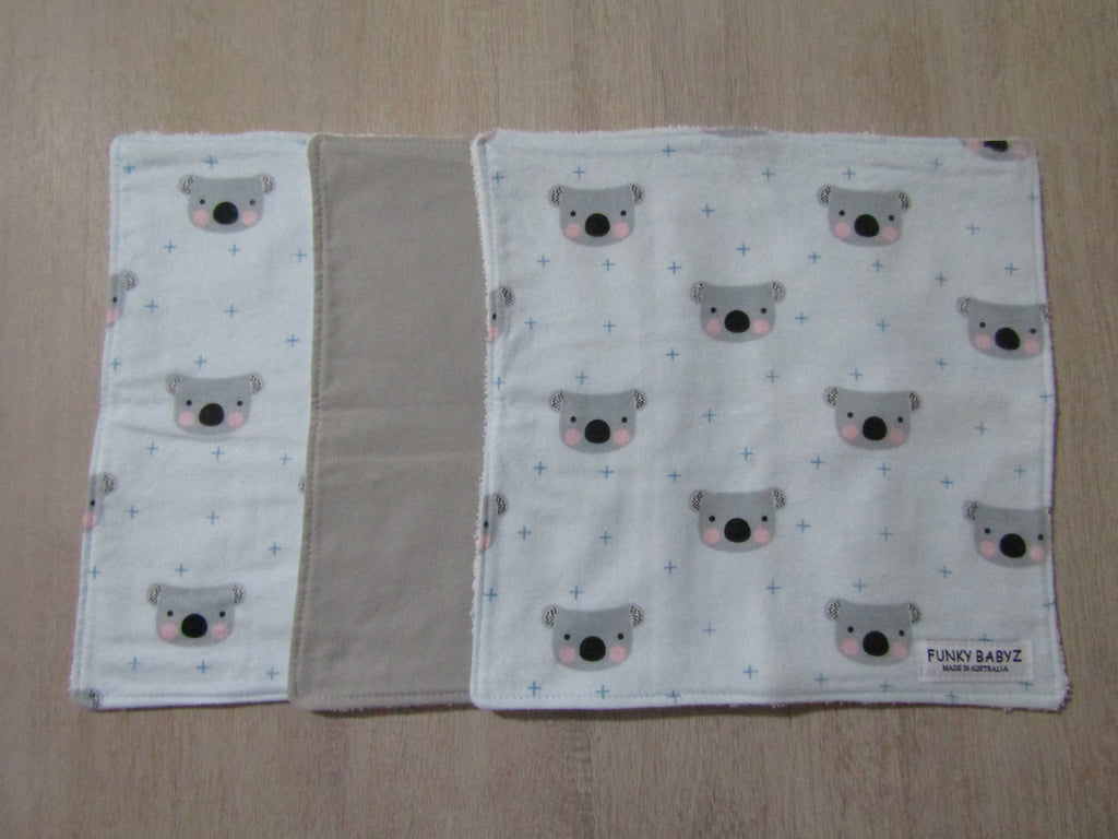 Soft face washer set of 3-Australian koalas