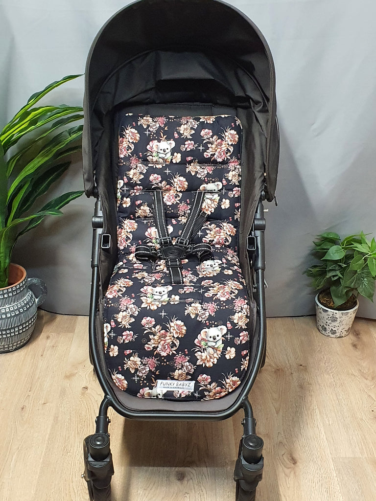 Pram/stroller seat liner-Cute koala floral