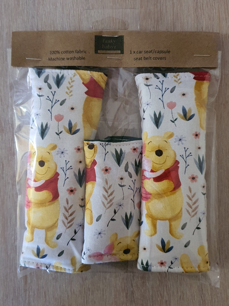 Baby capsule/car seat belt covers-Winnie the pooh,Piglet *Gift packed*