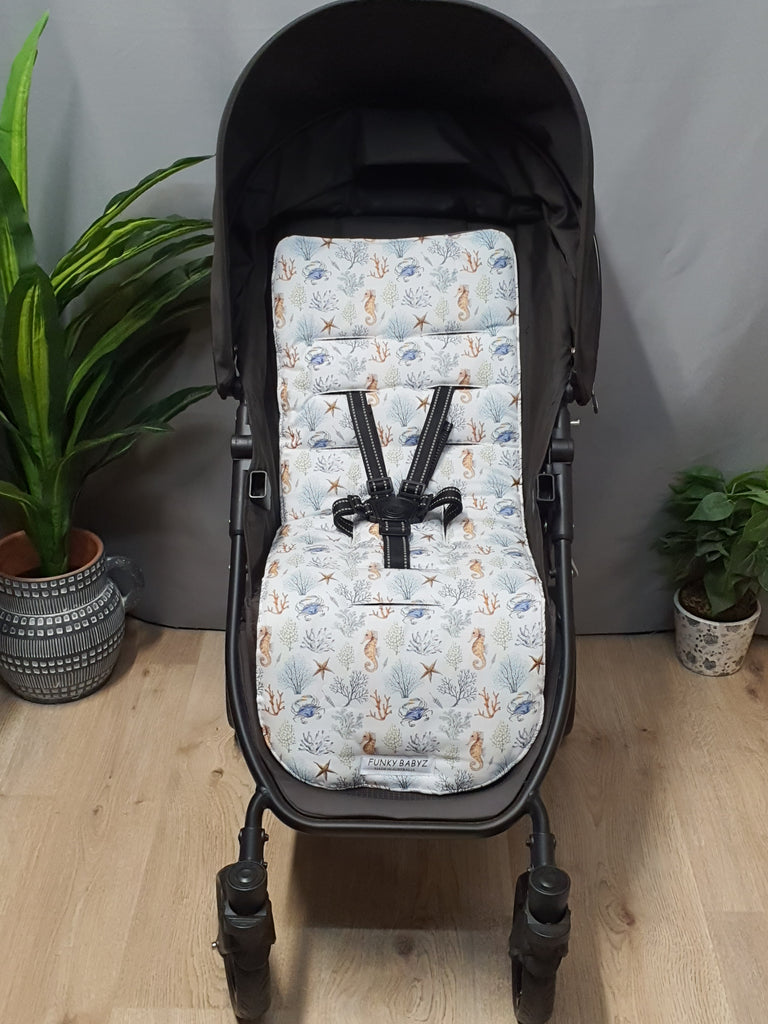 Pram/stroller seat liner-Underwater seahorse world