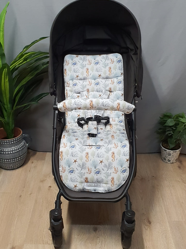 Pram/stroller seat liner-Underwater seahorse world