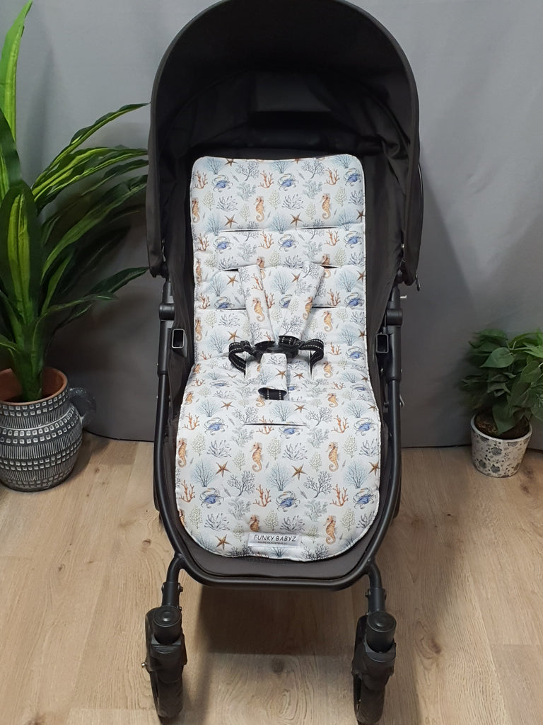 Pram/stroller seat liner-Underwater seahorse world