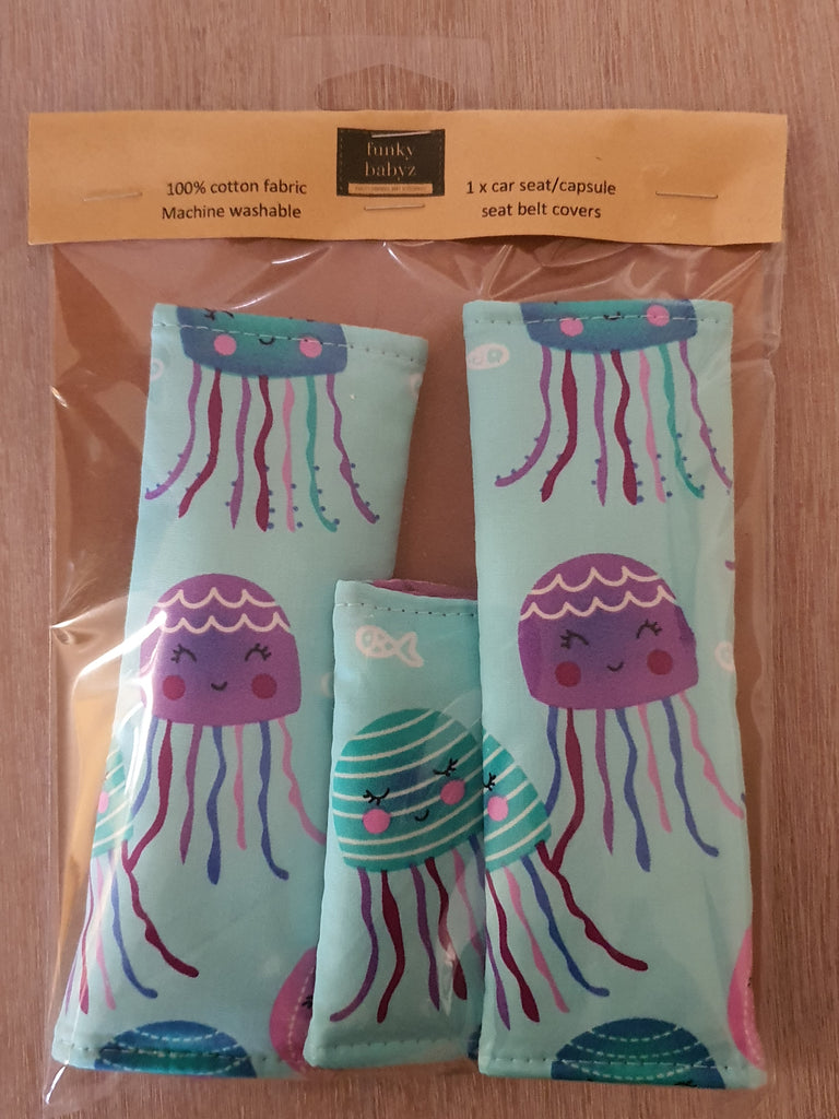 Baby capsule/car seat belt covers-Jelly fish,lavender *Gift packed*