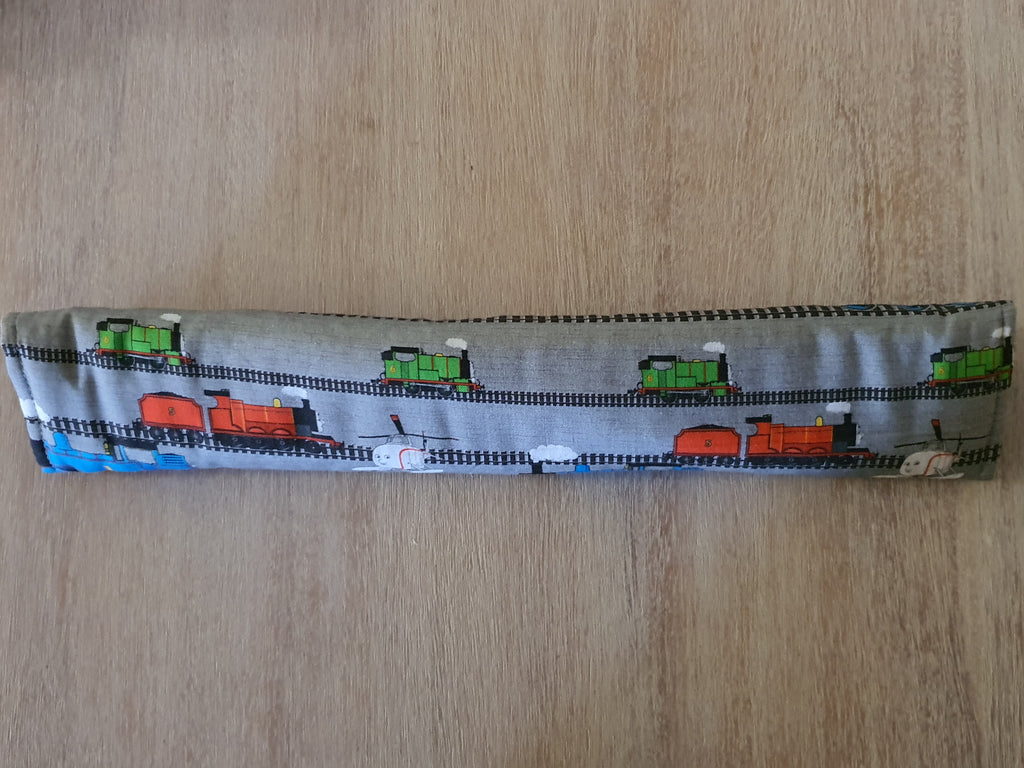 Pram belly bar cover-Thomas trains on the tracks