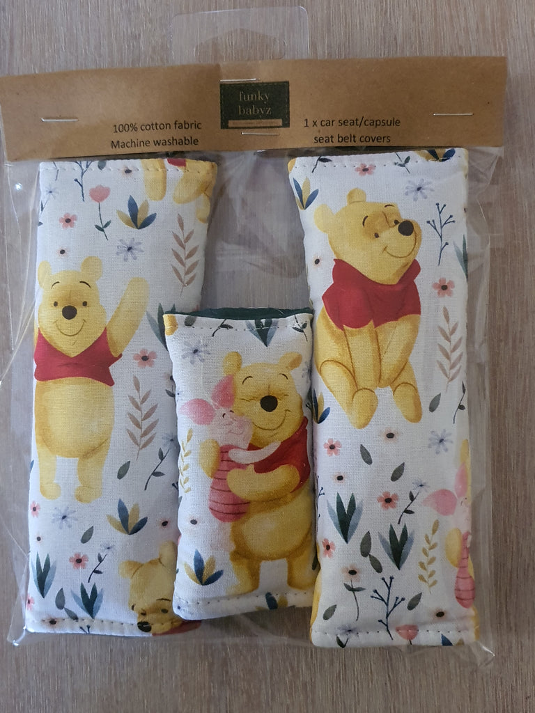 Baby capsule/car seat belt covers-Winnie the pooh,Piglet *Gift packed*