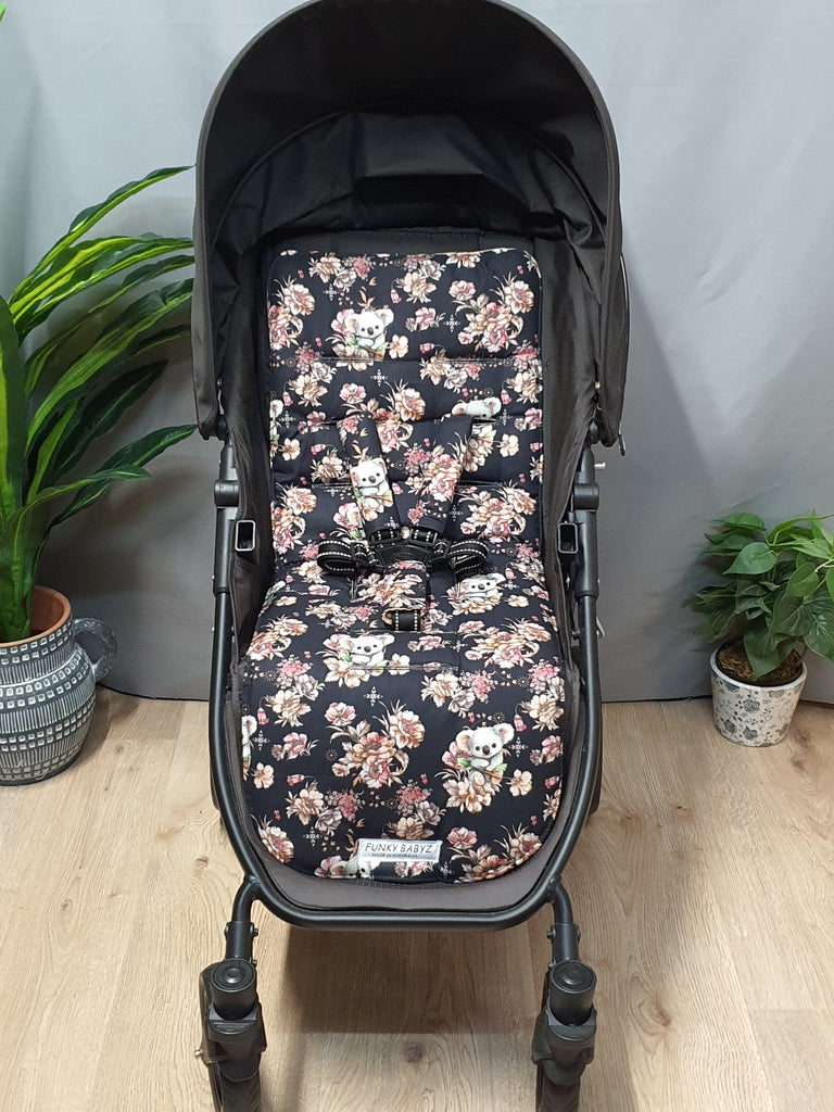 Pram/stroller seat liner-Cute koala floral