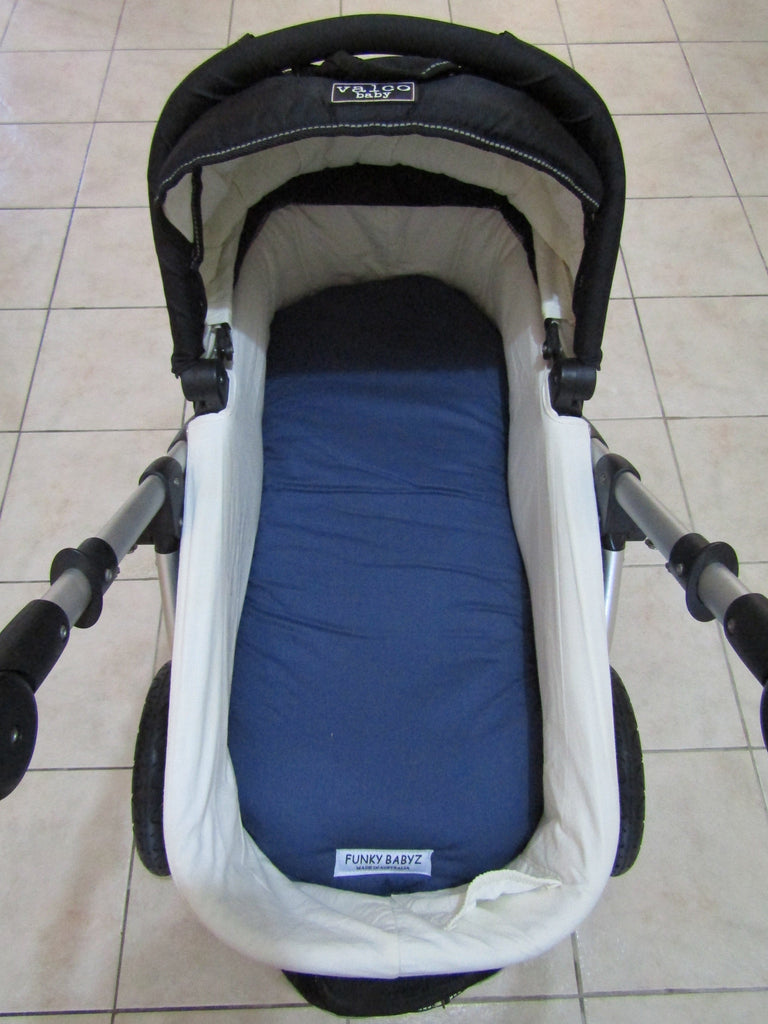 Pram bassinet liner-Slate blue gingham