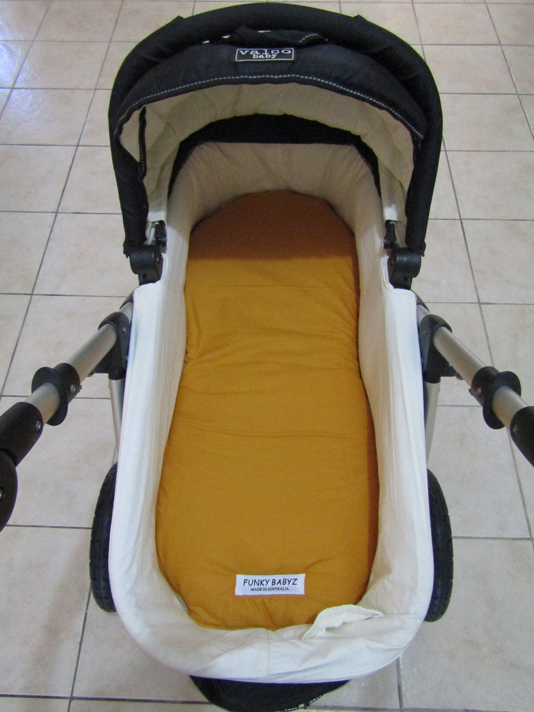 Pram bassinet liner-Mustard gingham