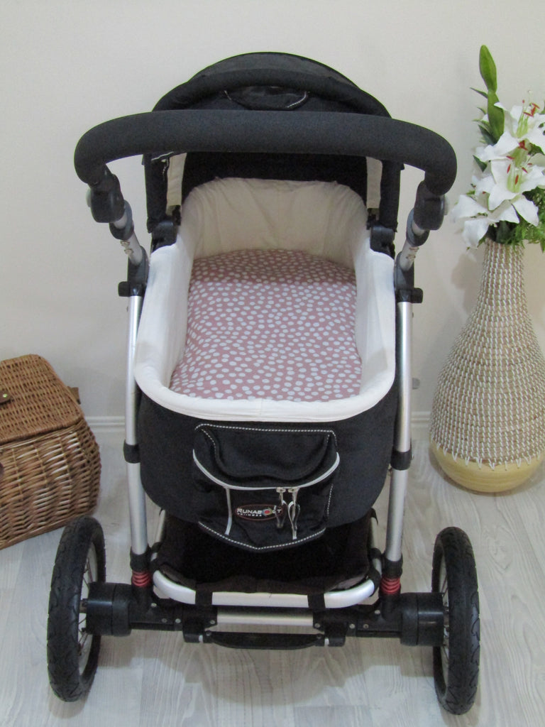 Pram bassinet liner-Dots,dusty pink