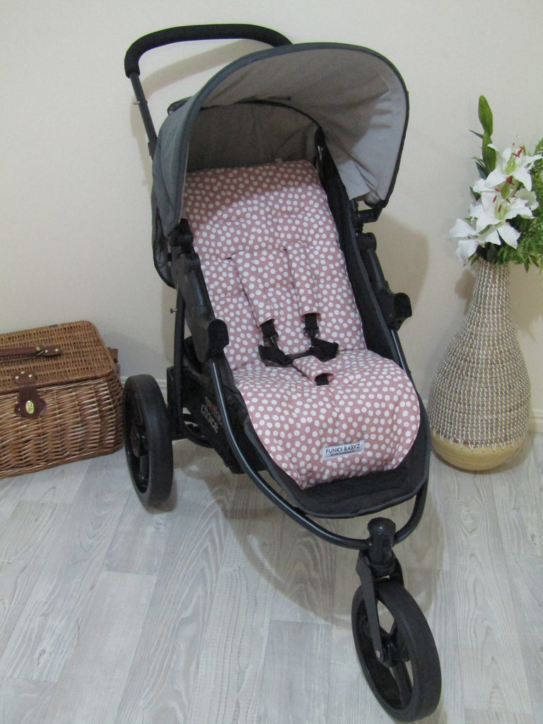 Pram liner set universal,100% cotton-Dots,dusty pink