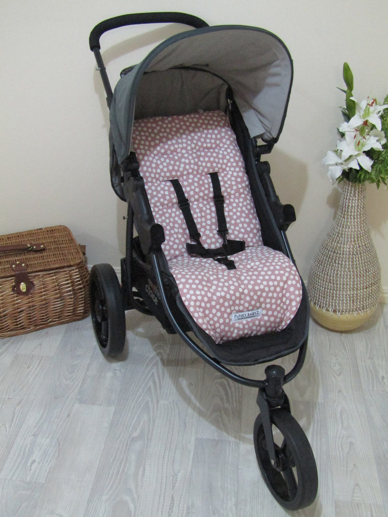 Pram liner set universal,100% cotton-Dots,dusty pink