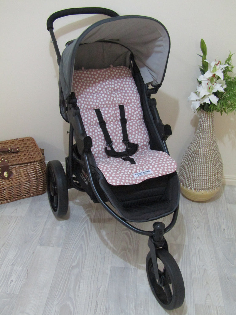 Pram liner set universal,100% cotton-Dots,dusty pink