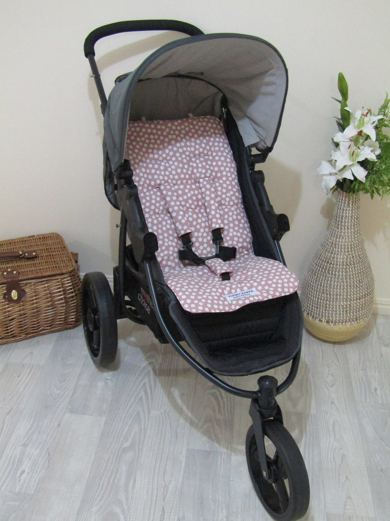 Pram liner set universal,100% cotton-Dots,dusty pink