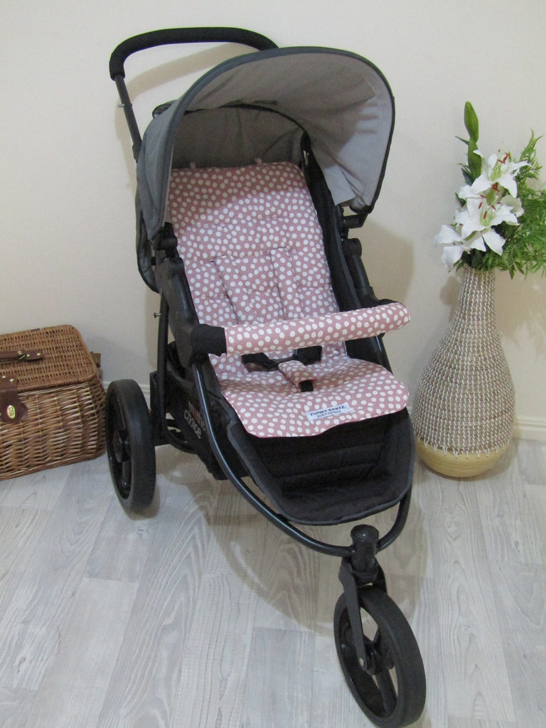 Pram liner set universal,100% cotton-Dots,dusty pink