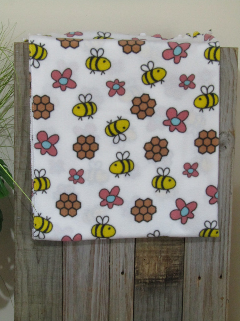 Fleecy Blanket-Buzzy bees and flowers