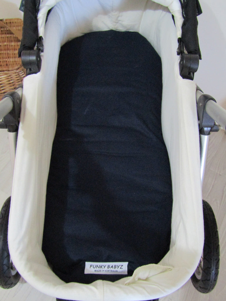 Pram bassinet liner-Navy blue gingham,large squares