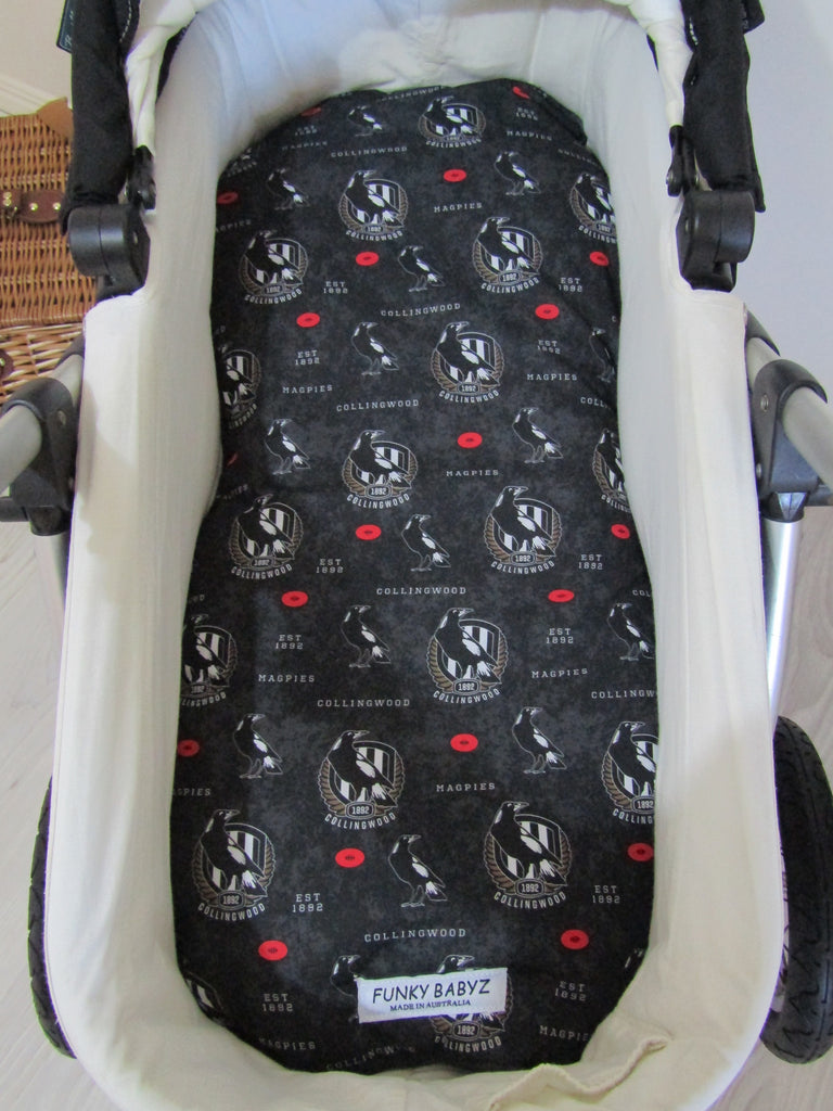 Pram bassinet liners-AFL-Collingwood magpies