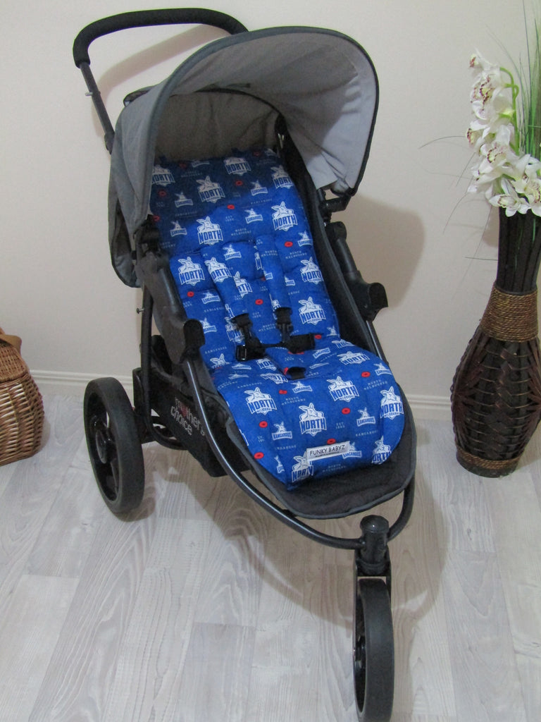 Pram liner set universal,100% cotton- AFL-North Melbourne Kangaroos