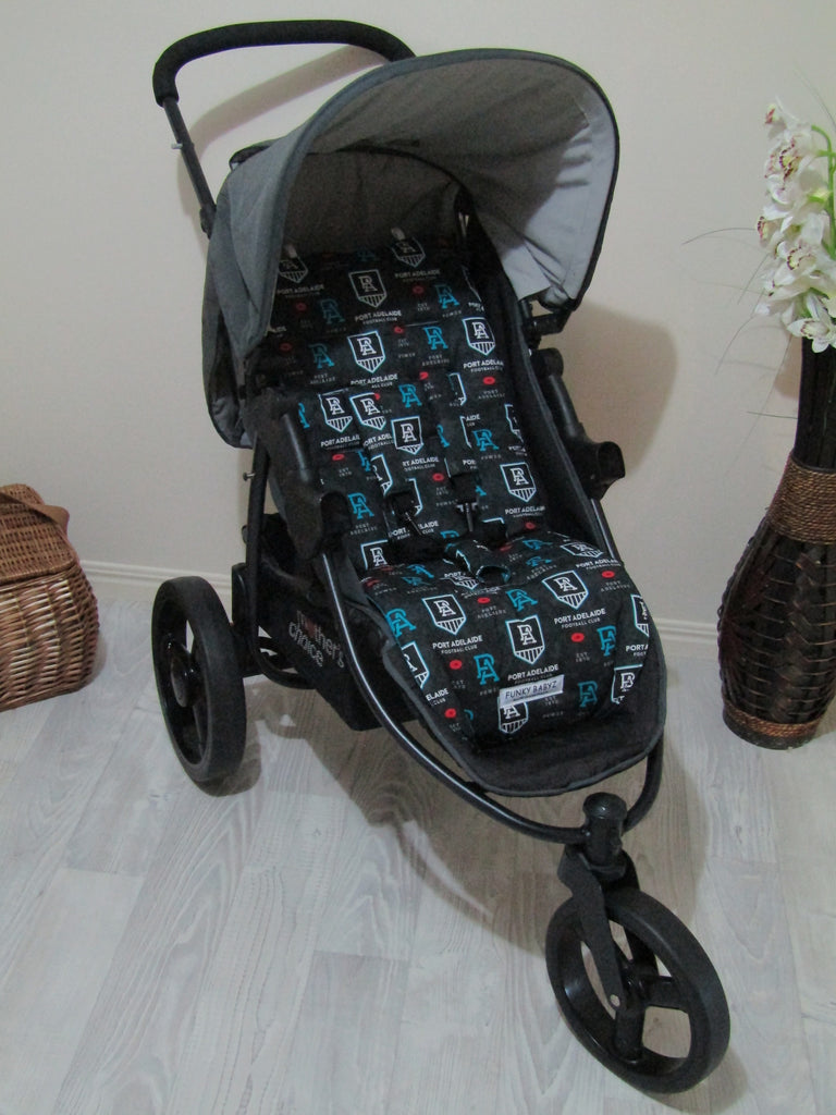 Pram liner set universal,100% cotton-AFL-Port Adelaide