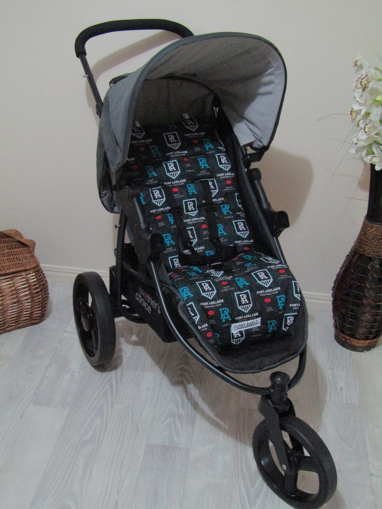 Pram liner set universal,100% cotton-AFL-Port Adelaide