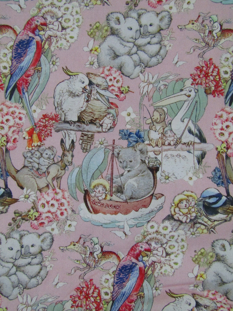 Pram belly bar cover-Gumnut babies pelican tales,pink