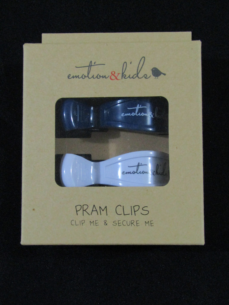 Pram clips -Navy blue and white,2 pack