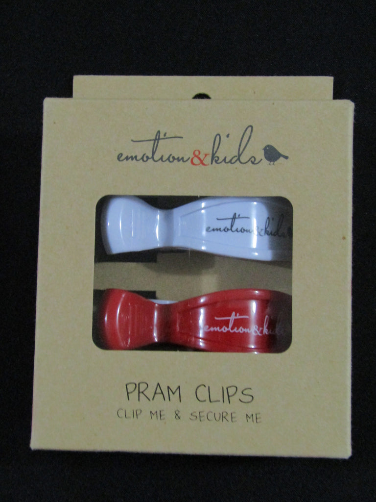 Pram clips -Red and white,2 pack