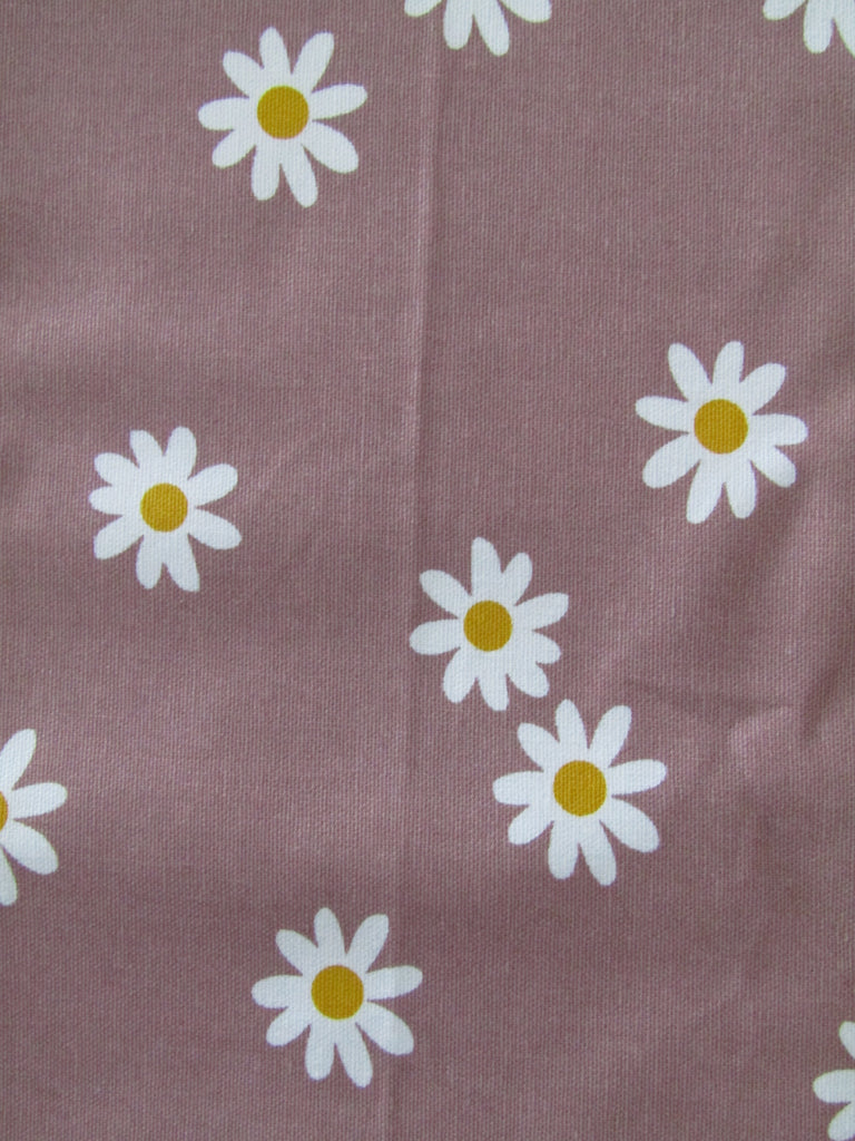 Pram liner set universal,100% cotton-White daisy,dusty pink